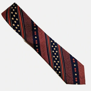 2/$30 VINTAGE Navy Silk Stripe Tie & Pocket Square